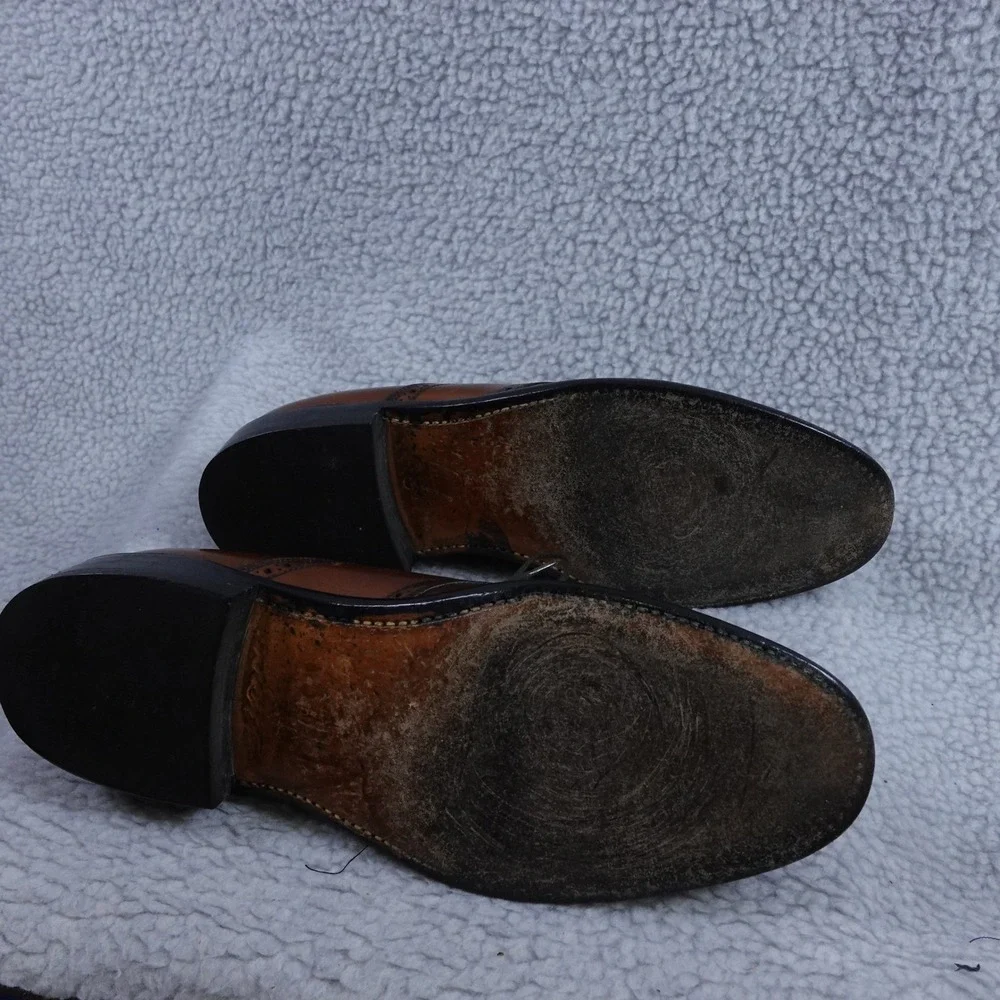 Cole Haan Mens Brown Leather Saddle Oxford Brogue Dress Shoes 10082D‎ Made USA 8